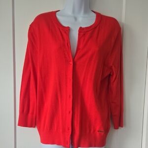 Ellen Tracy Red Knit Cardigan Sweater